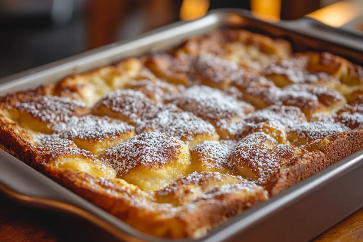 Delicious French Toast Casserole ready to serve.