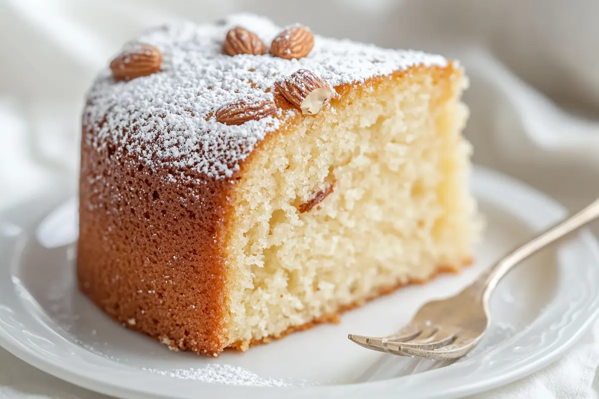 Delicious almond nut cake recipe, showcasing the nutty texture