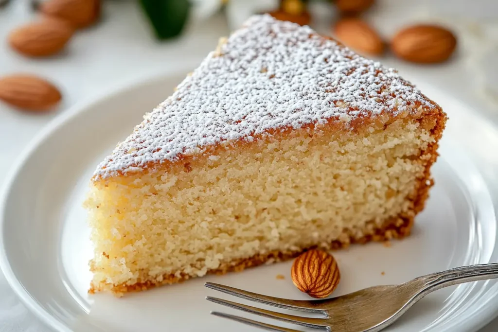 Delicious almond nut cake recipe, showcasing the nutty texture