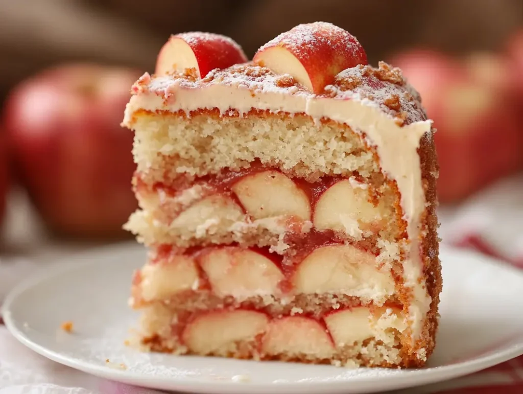 Invisible apple cake on a plate, ready to eat.