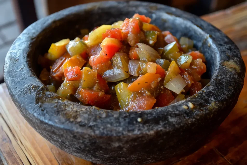 Authentic molcajete recipe with fresh salsa.
