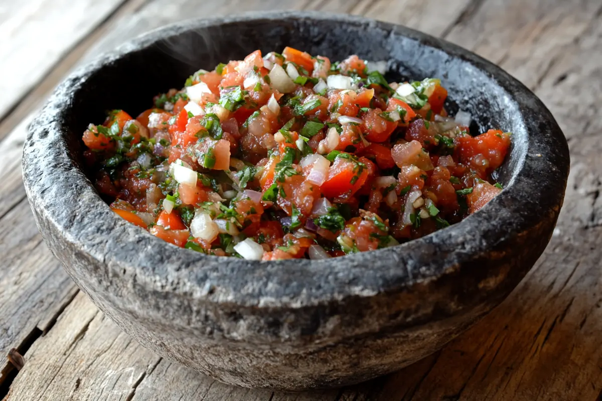 Authentic molcajete recipe with fresh salsa.