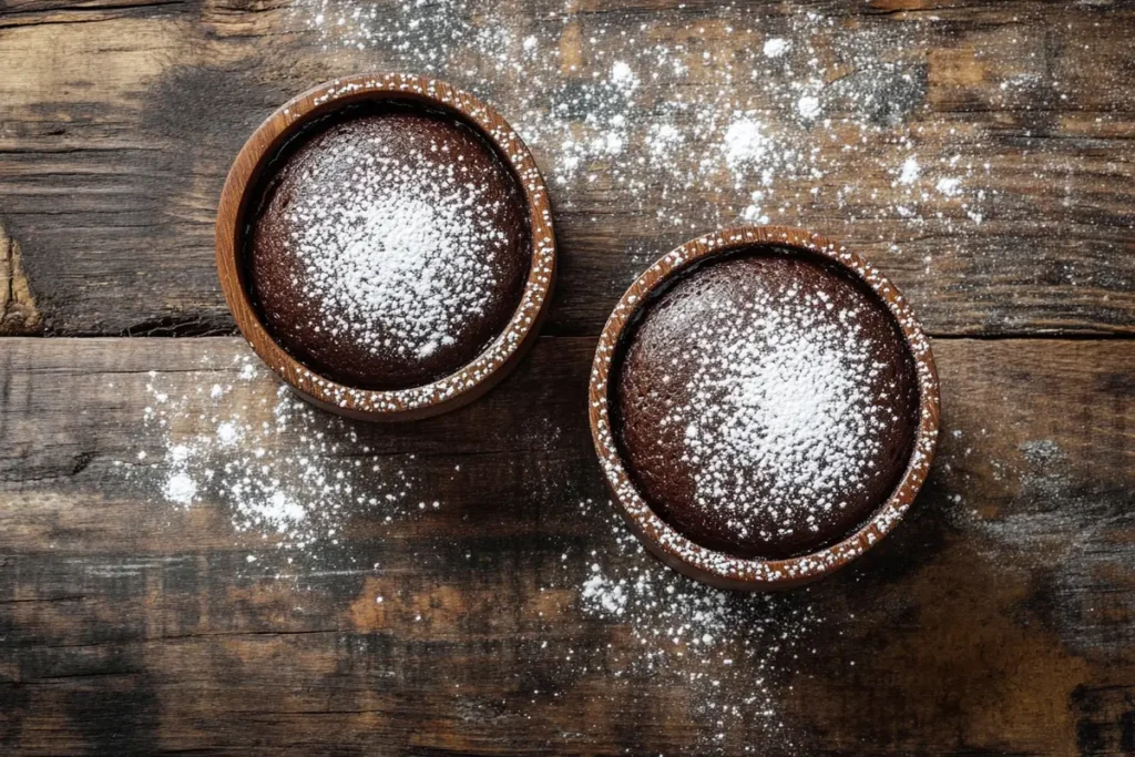 Decadent chocolate lava cake recipe with a molten center.