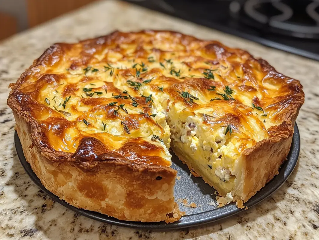 Easy quiche recipe served on a plate