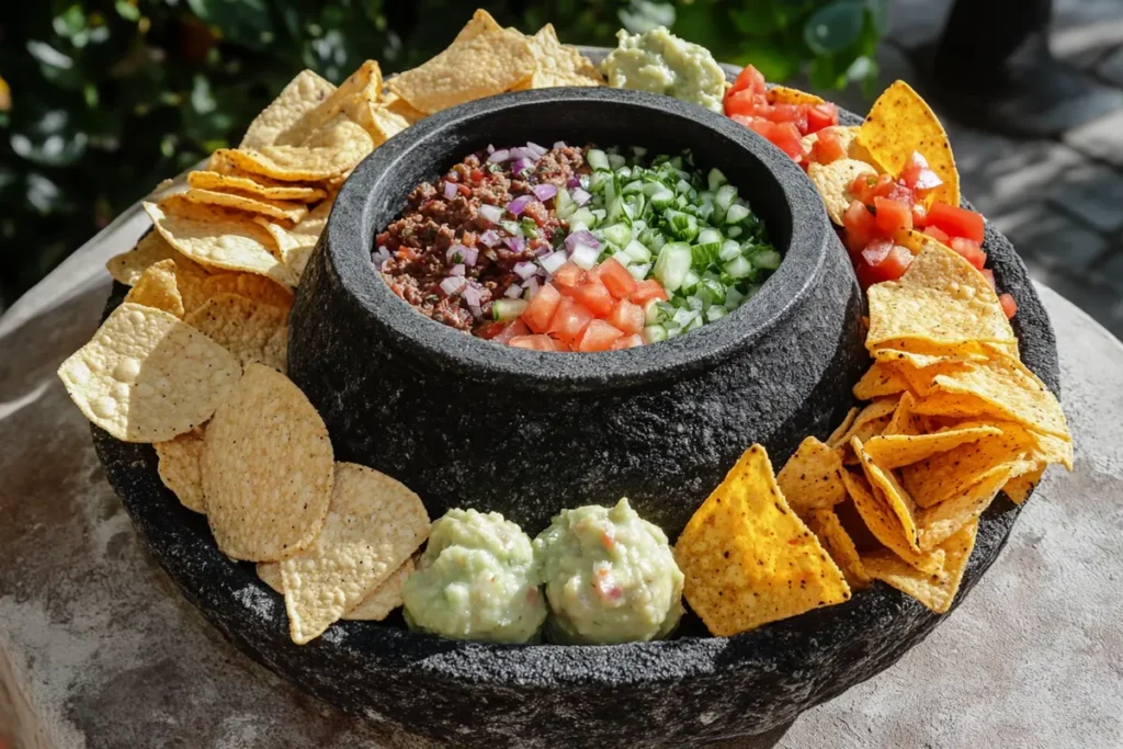 Authentic molcajete recipe with fresh salsa.