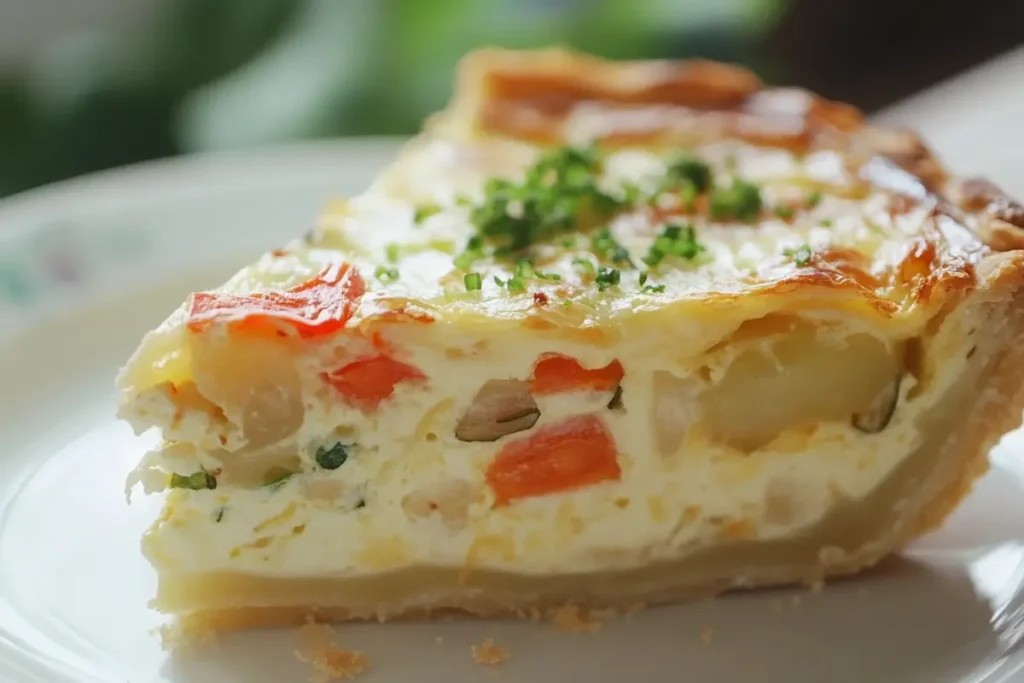 Easy quiche recipe served on a plate