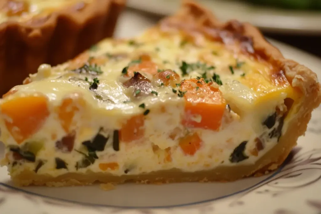 Easy quiche recipe served on a plate