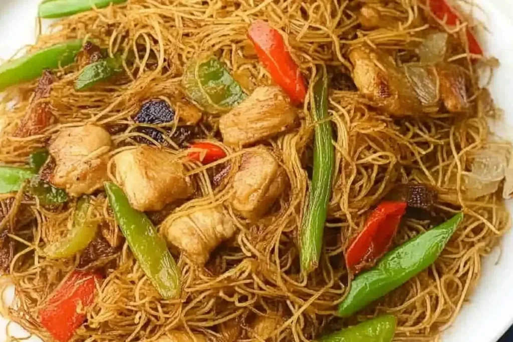 Delicious Pancit Bihon recipe ready to be served.